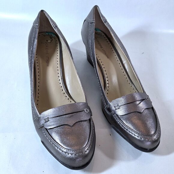 Adrienne Vittadini Metallic Wedge Heels Size 8 - Picture 2 of 4